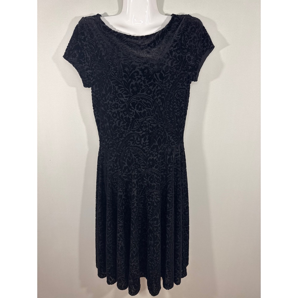 Lauren Ralph Lauren Burnout Velvet Paisley Black Dress Womens MED Whimsical Goth